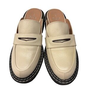 Linea Paolo Leather Loafer Mules Women's 7M Cream Beige Chunky Sole Slip On